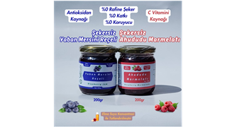 Şekersiz Yaban Mersini Reçeli 200gr - Şekersiz Ahududu Marmelatı 200gr